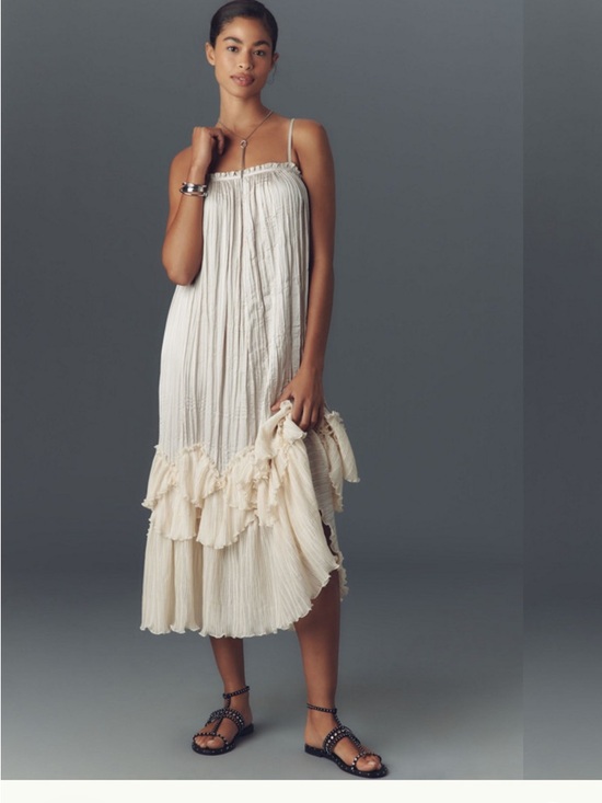Anthropologie Dresses & Skirts - Anthropologie Sleeveless Square-Neck
Layered Plissé Maxi Dress